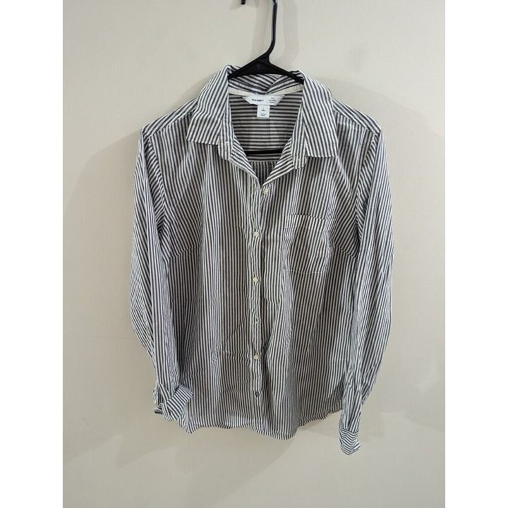NWT Old Navy Striped Button-Up Top size Large Tall 100% Cotton